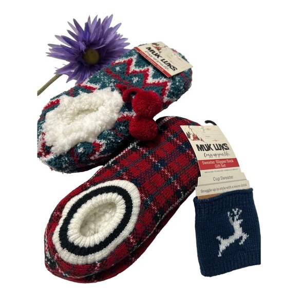 Muk Luks Accessories - 2 Muk Luks Sweater Slipper Socks Sets
